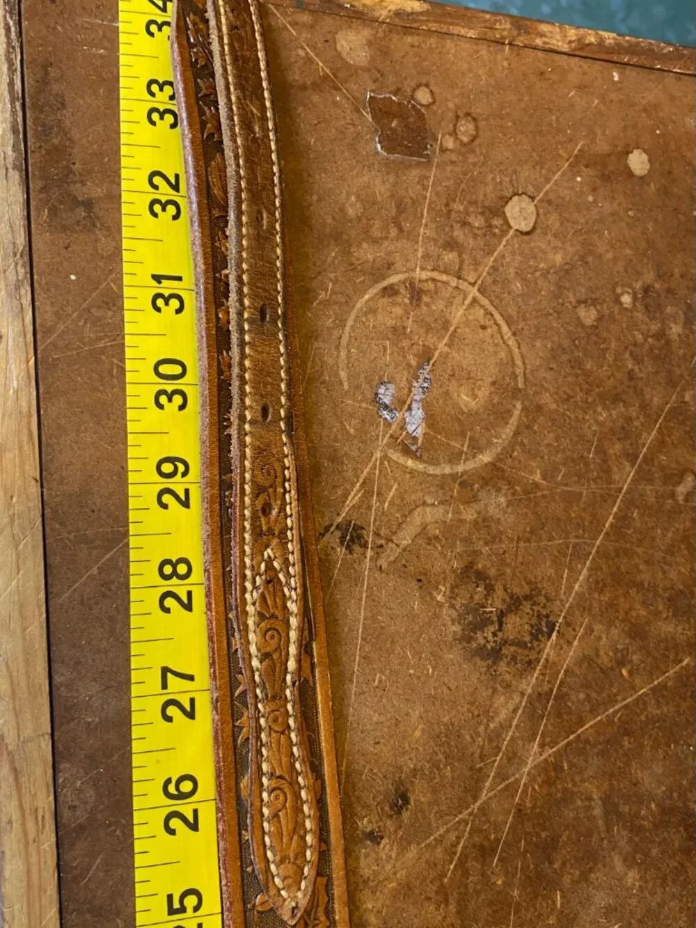 Vintage TEX TAN Belt Men’s Tooled Texas Ranger Size 32 Leather Mexico Brown